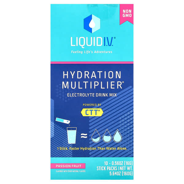 Hydration Multiplier, Electrolyte Drink Mix, Passion Fruit, 10 Stick Packs, 0.56 oz (16 g) Each