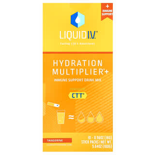 Liquid I.V., Multiplicateur d'hydratation + Mélange à boire pour le soutien immunitaire, Tangerine, 10 sticks, 16 g chacun