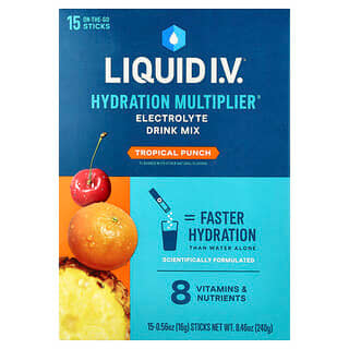Liquid I.V., Hydration Multiplier®, Electrolyte Drink Mix, Tropical Punch, 15 Sicks, 0.56 oz (16 g) Each
