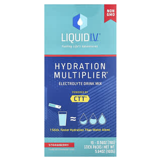 Liquid I.V., Hydration Multiplier®, Electrolyte Drink Mix, Elektrolyt-Trinkmischung, Erdbeere, 10 Sticks, je 16 g (0,56 oz.).