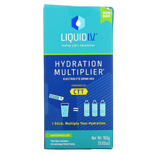 Liquid I.V., Multiplicador de Hidratação, Mistura para Bebida de Eletrólito, Melancia, 10 Pacotes Individuais para Varetas, 16 g (0,56 oz) Cada