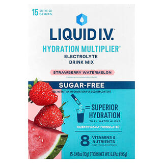 Liquid I.V., Hydration Multiplier®, Electrolyte Drink Mix, Strawberry Watermelon, 15 Sticks, 0.45 oz (13 g) Each