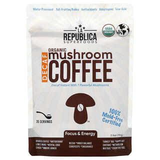 La Republica, 蘑菇咖啡，速溶咖啡 + 7 種蘑菇，脫因，2.12 盎司（60 克）