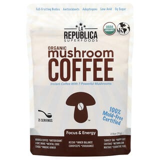 La Republica, Mushroom Coffee, Instant Coffee With 7 Mushrooms, 2.5 oz (70 g)
