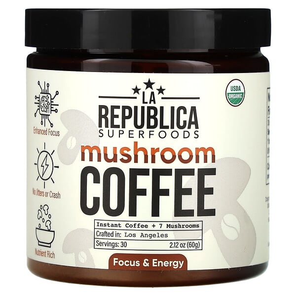 LA Republica, Mushroom Coffee, Pilzkaffee, Instant-Kaffee + 7 Pilze, 60 g (2,12 oz.)
