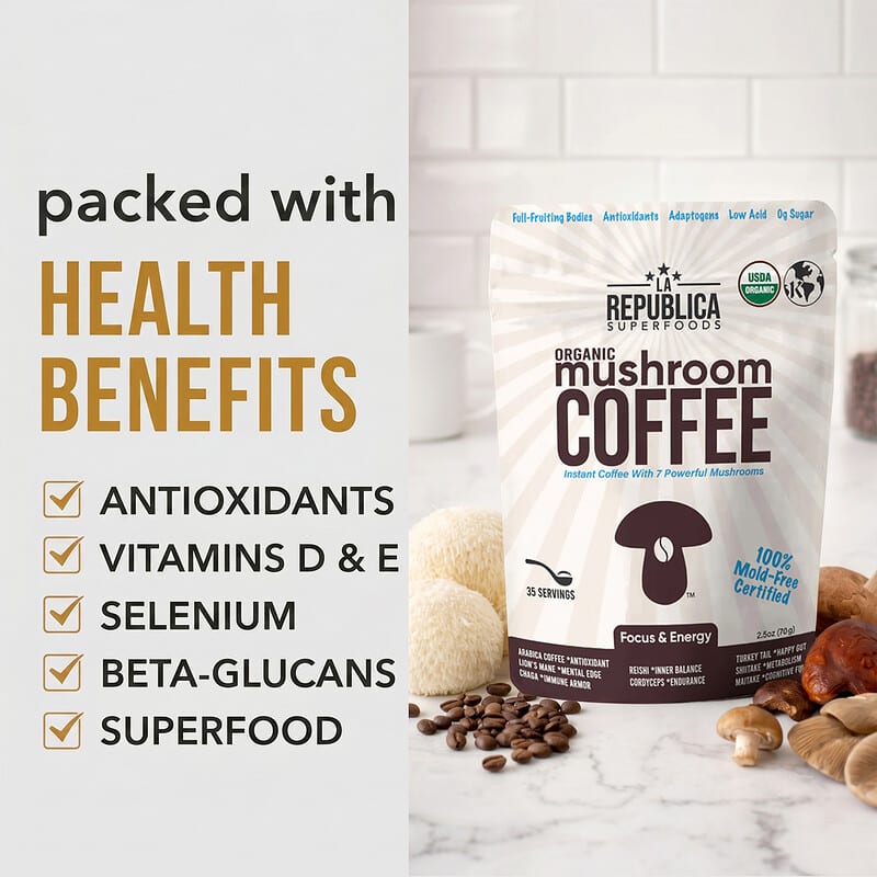 mushroom coffee glp 1 Organic Mushroom Coffee, Instant Coffee With 7 Mushrooms, 2.5 oz (70 g)