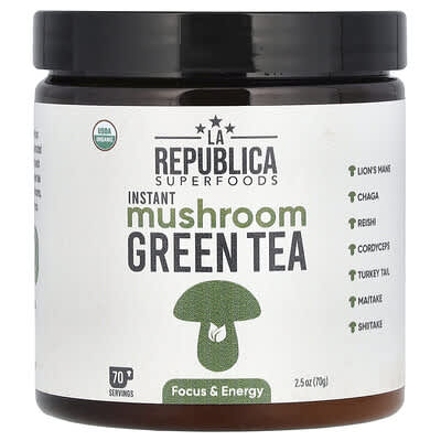 La Republica, Instant Mushroom Green Tea, 2.5 oz (70 g)
