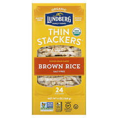 Lundberg, Apiladores finos orgánicos, Tortas de cereales inflados, Arroz integral, Sin sal, 24 tortas de arroz, 168 g (6 oz)