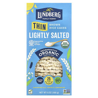 Lundberg, Thin Brown Rice Cakes, Lightly Salted , 6 oz (168 g)