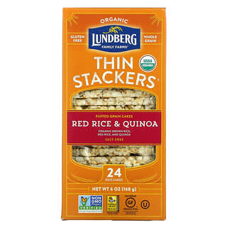 Lundberg, Stackers Finos, Arroz Vermelho e Quinoa, Sem Sal, 24 Bolos de Arroz