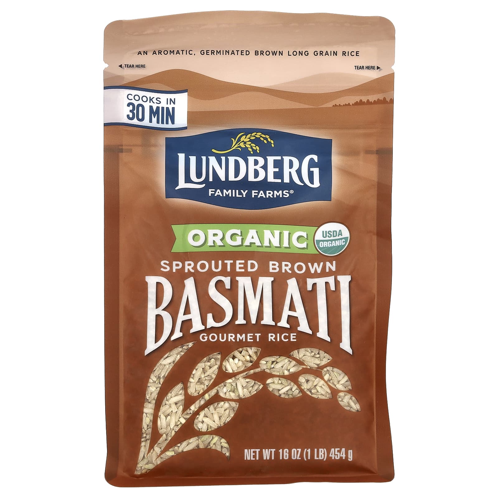 Lundberg, Organic Sprouted Brown Basmati Gourmet Rice, 1 lb (454 g)