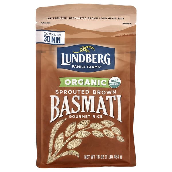 Lundberg, Organic Sprouted Brown Basmati Gourmet Rice, 1 lb (454 g)