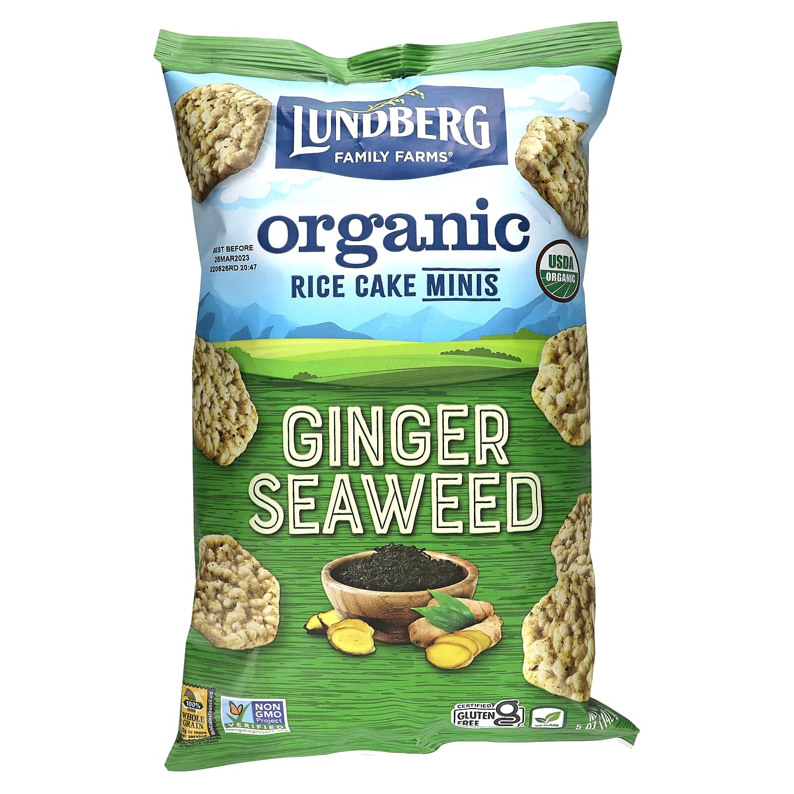 Lundberg, Organic Rice Cake Minis, Ginger Seaweed, 5 oz (142 g)