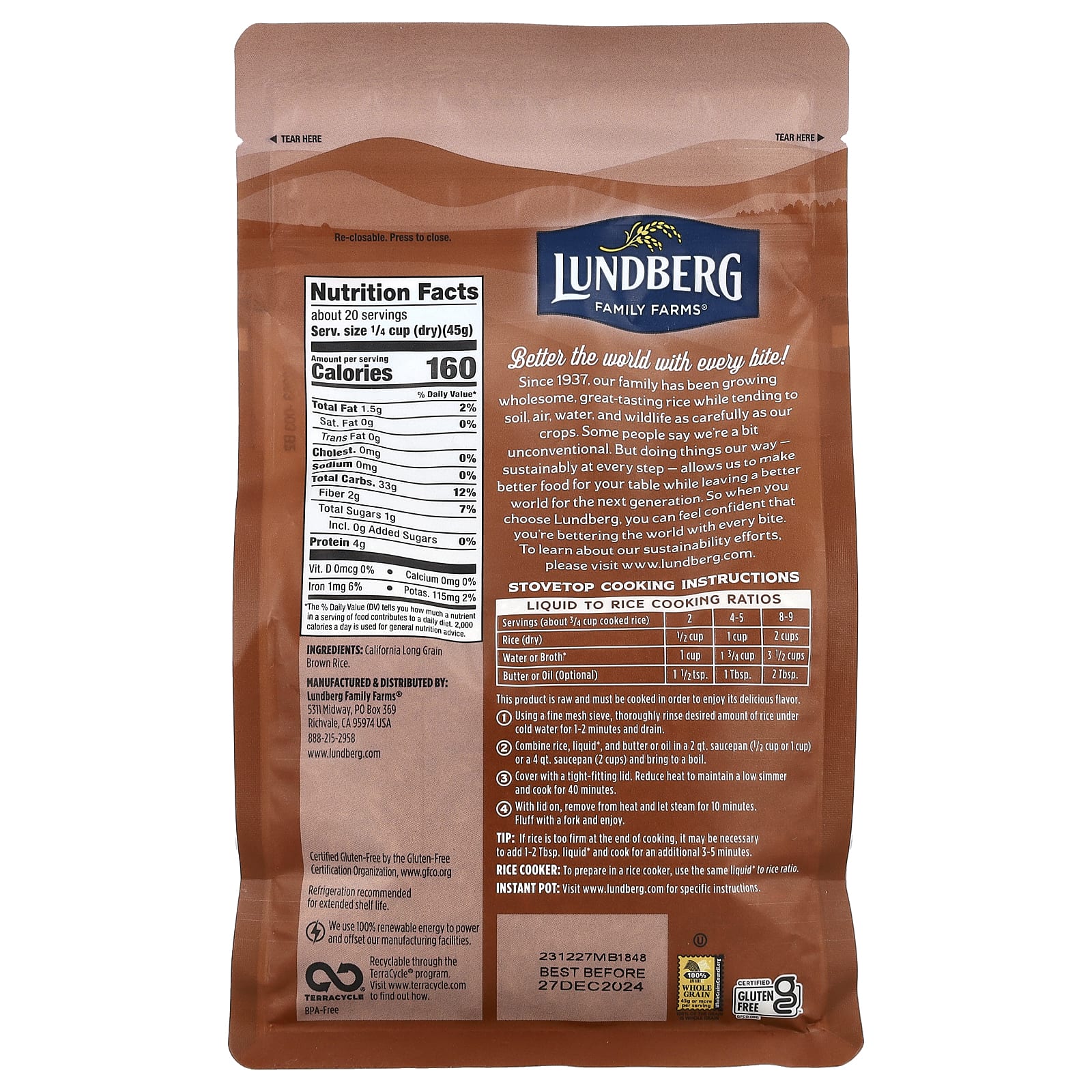 Lundberg, Gourmet Rice, California Brown Basmati, 32 oz (907 g)