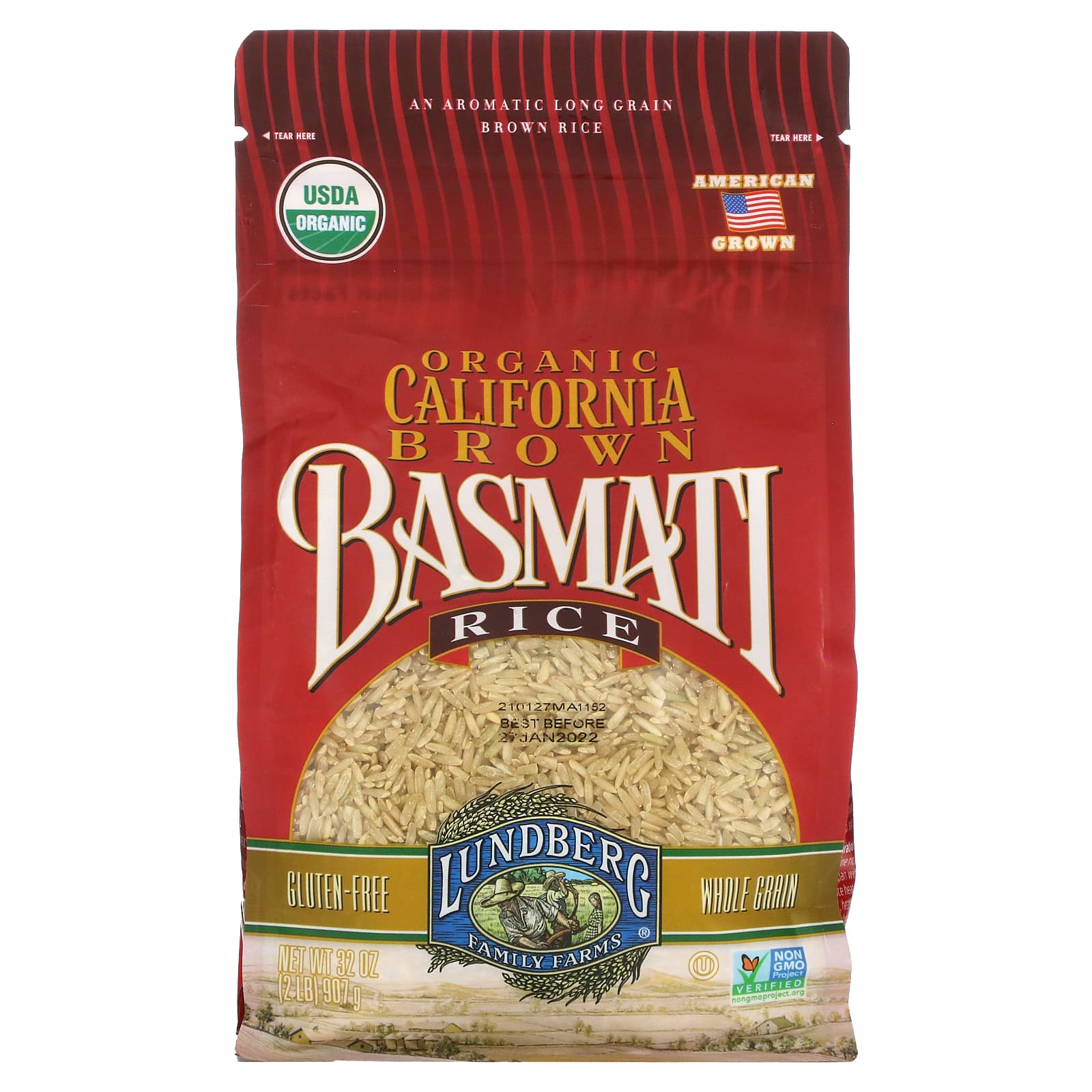 ورك او نتوء أراك غدا نقطة النهاية  Lundberg, Organic California Brown Basmati Rice, 2 lb (907 g)