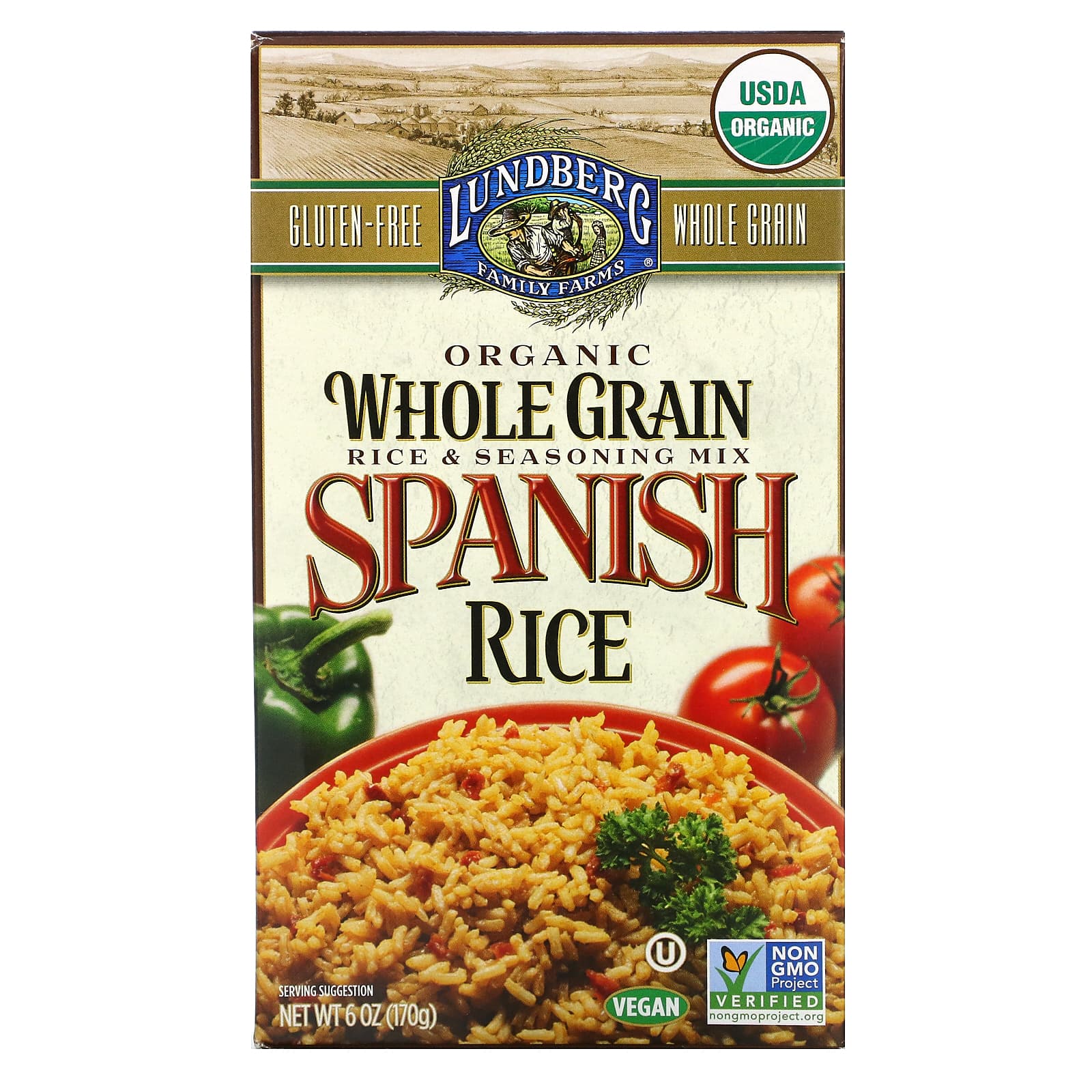 Lundberg, Organic Whole Grain Rice & Seasoning Mix, Spanish Rice, 6 oz (170 g)