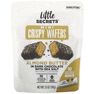 Little Secrets, Mini Crispy Wafers, Mandelbutter in dunkler Schokolade mit Meersalz, 10 einzeln verpackte Minis, 100 g (3,5 oz.)