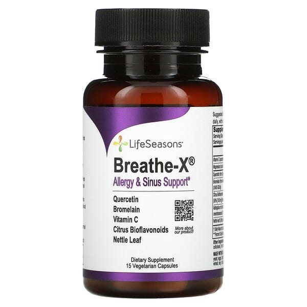 LifeSeasons, BreatheX, Allergy & Sinus Support, 15 Vegetarian Capsules