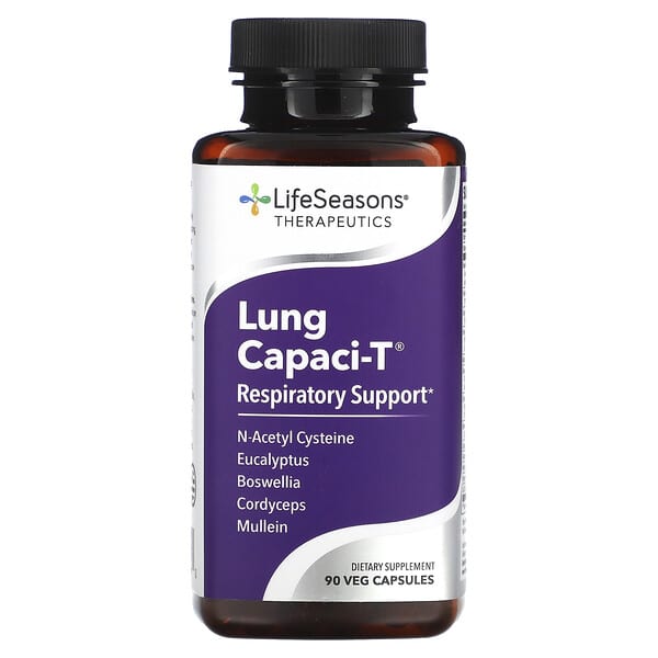 LifeSeasons, Lung Capaci-T, поддержка дыхательной системы, 90 растительных капсул