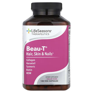 LifeSeasons, Therapeutics, Beau-T®, Cheveux, peau et ongles, 180 capsules végétariennes