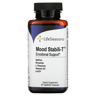 LifeSeasons, Mood Stabili-T, добавка для поддержки хорошего настроения, 60 вегетарианских капсул