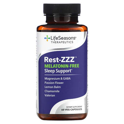 LifeSeasons, Rest-ZZZ, Melatonin-Free Sleep Support, 60 Vegetarian Capsules