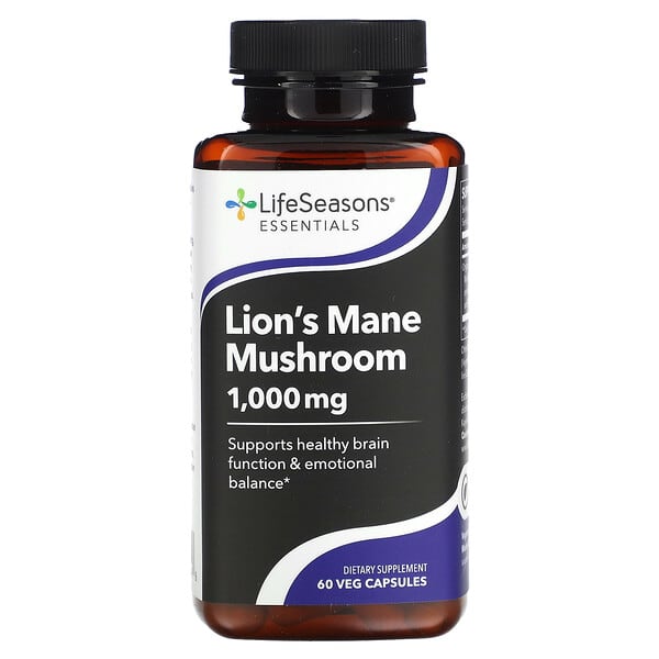 LifeSeasons Lion's Mane Mushroom, 60 Veg Capsules (500 mg per Capsule)
