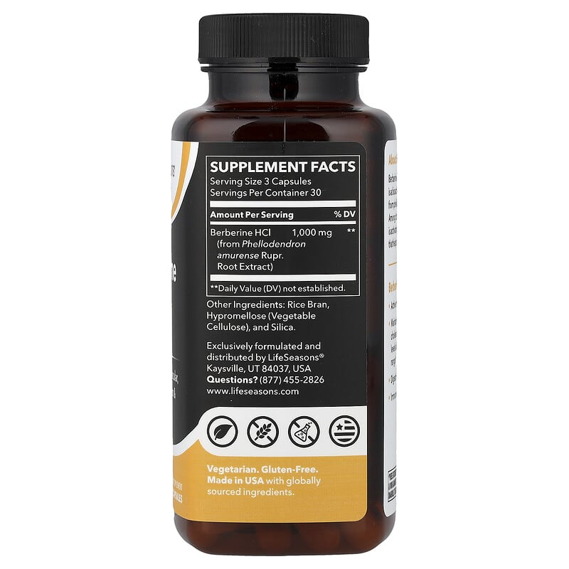 Cloridrato de Berberina, 90 Cápsulas Vegetais (333 mg por Cápsula)
