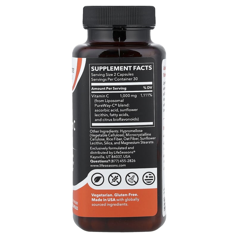 Vitamina C liposomal, 60 cápsulas vegetales (500 mg por cápsula)