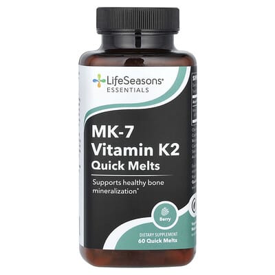 LifeSeasons, Essential, MK-7 Vitamin K2, Instant Tablets, Berry Flavor, 100 mcg, 60 Instant Tablets