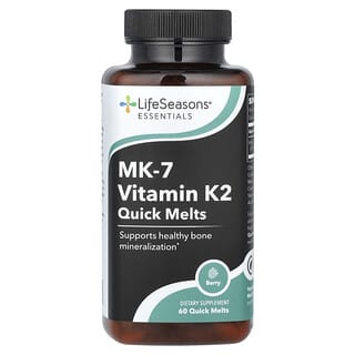 LifeSeasons, Essential, MK-7 Vitamina K2, Vitamina K2 de fusión rápida, Baya, 60 cápsulas de fusión rápida