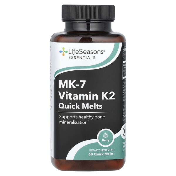 LifeSeasons Essential, MK-7 Vitamin K2, Quick Melts, Berry, 60 Quick Melts (100 mcg per Melt)