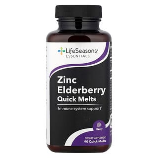 LifeSeasons, Essentials, Zinc Elderberry Quick Melts, Berry, 90 Quick Melt