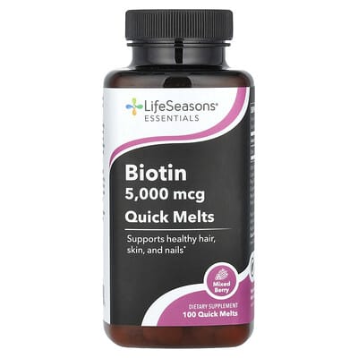 LifeSeasons, Biovitamins, Assorted Berry Flavor, 5000 mcg, 100 Instant Beans