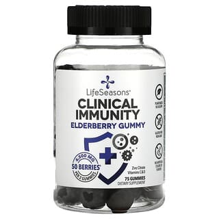LifeSeasons, Clinical Immunity, жевательные таблетки с бузиной, 3250 мг, 75 жевательных таблеток
