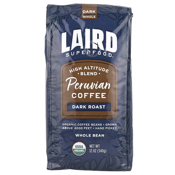 Laird Superfood, 페루비안 커피, 원두, 다크, 340g(12oz)