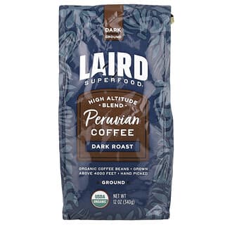 Laird Superfood, Café peruano, Molido, Negro, 340 g (12 oz)