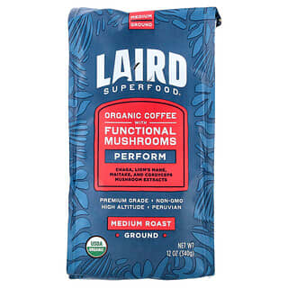 Laird Superfood, Café con hongos funcionales, Perform, Molido, Tostado medio, 340 g (12 oz)