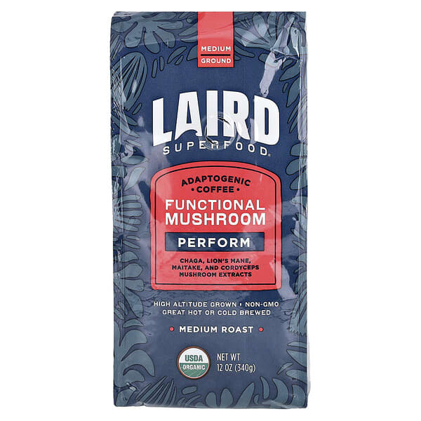 Laird Superfood, Functional Mushroom Coffee, Perform, Ground, Medium ...