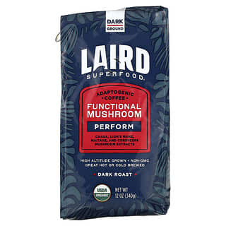 Laird Superfood, 기능성 버섯 커피, 퍼포먼스, 분쇄 커피, 다크 로스트, 340g(12oz)