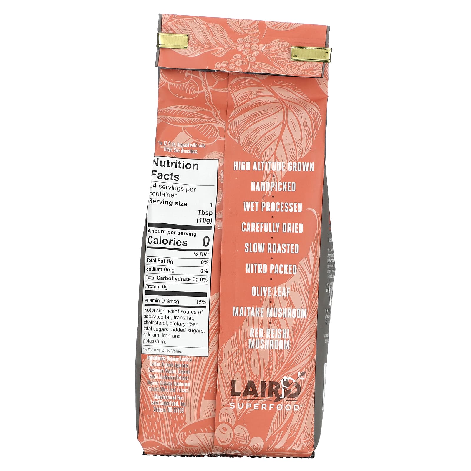 Laird Superfood, Peruvian Functional Coffee, Boost, Ground, Medium