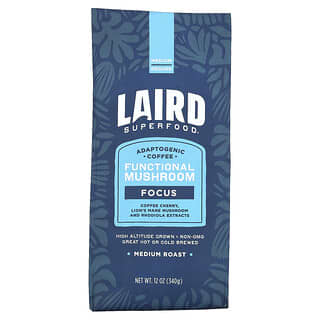 Laird Superfood, Functional Mushroom Coffee, Focus, Ground, Medium Roast, 12 oz (340 g)