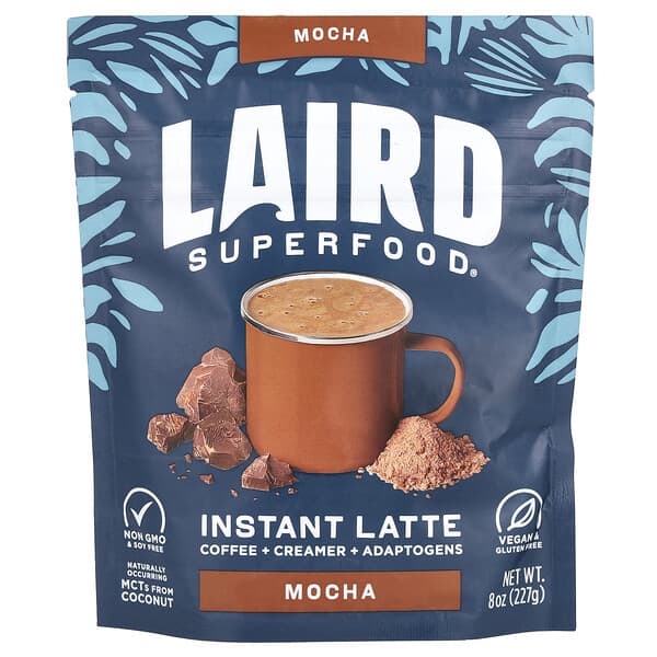 Laird Superfood, 速溶拿鐵，咖啡 + 奶精 + 適應原，摩卡咖啡，8 盎司（227 克）