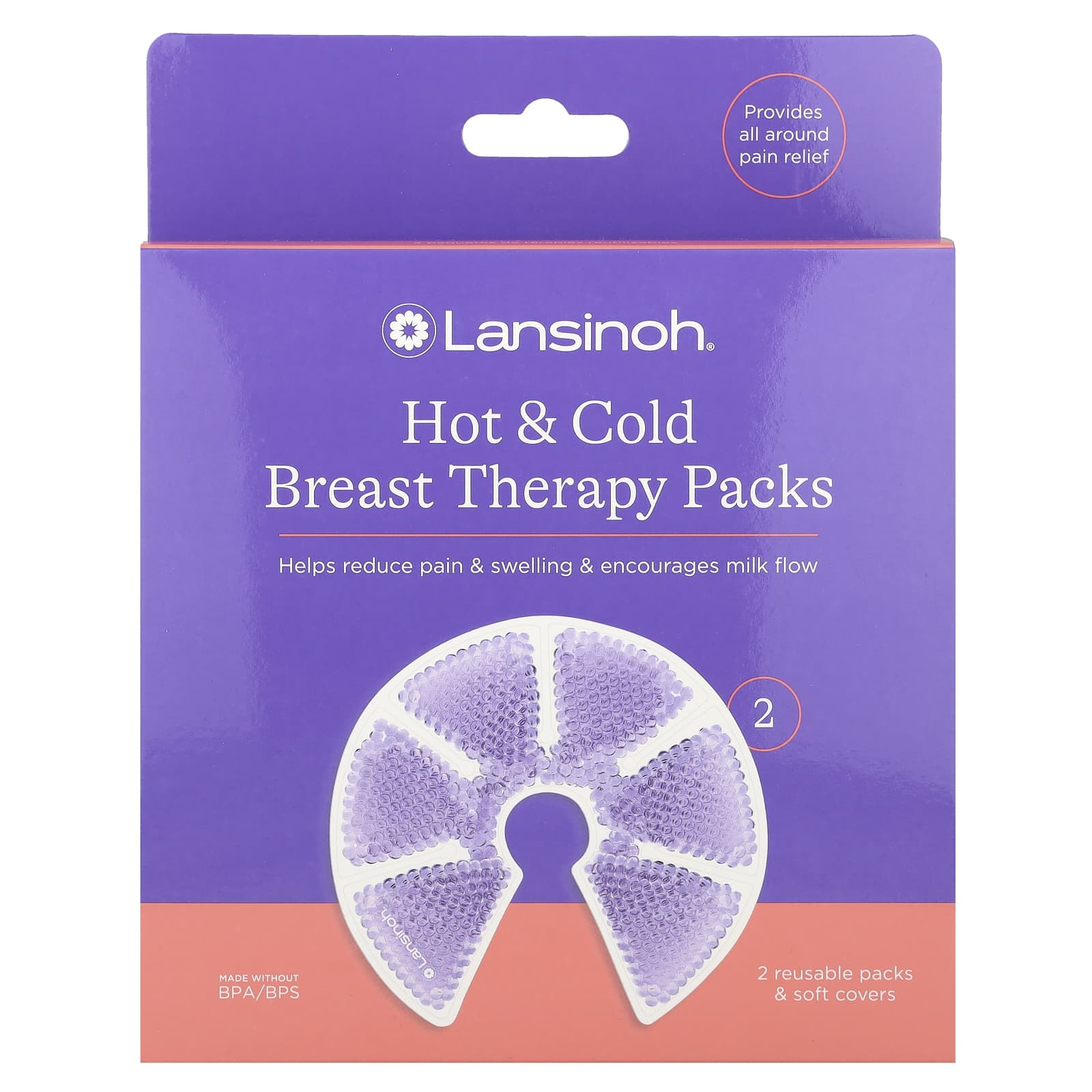 Hot & Cold Breast Therapy Packs , 2 Reusable Packs and Soft Covers