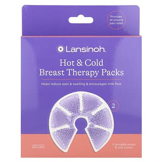 Lansinoh, Hot & Cold Brusttherapie-Packs, 2 wiederverwendbare Packungen und weiche Hüllen