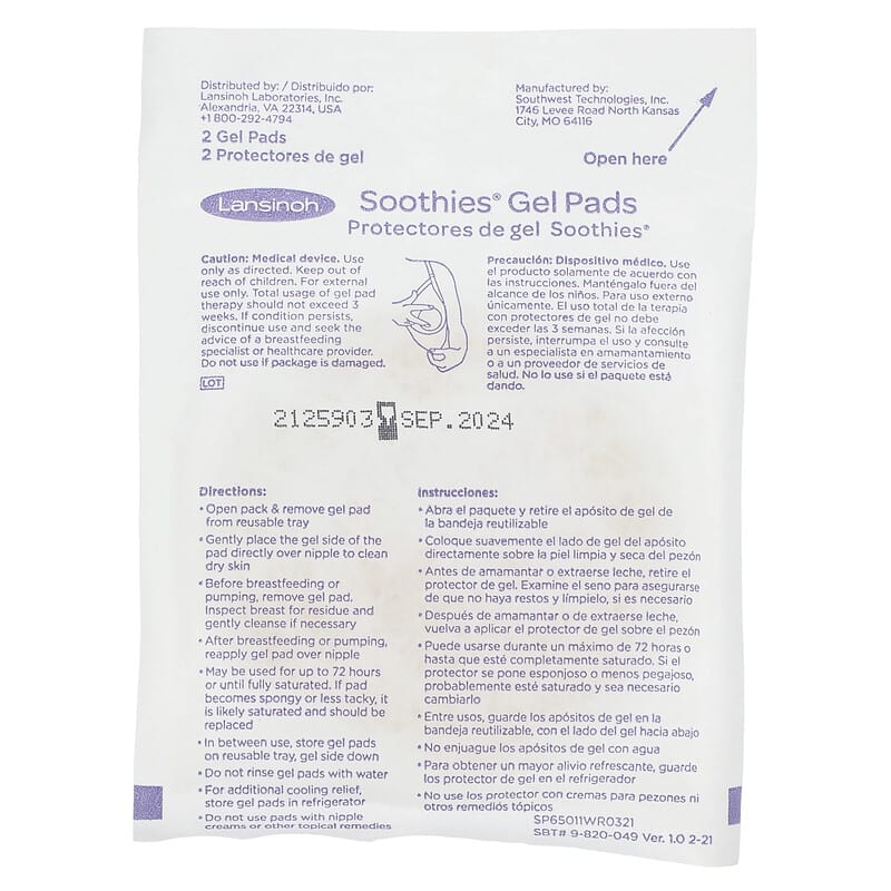 Lansinoh 4 Ct Soothies Cooling Gel Pads OR 6 Ct Contact Nipple