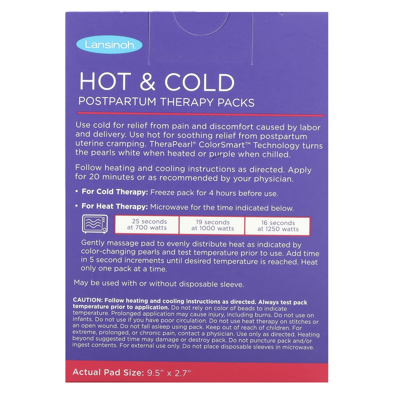 Lansinoh, Hot & Cold Postpartum Therapy Packs, 2 Reusable Packs & 12