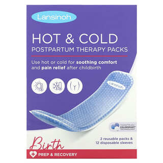 Lansinoh, Hot & Cold Postpartum Therapy Packs, 2 Reusable Packs & 12 Disposable Sleeves