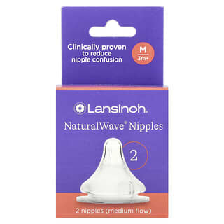 Lansinoh, mOmma, NaturalWave Nipples, Medium Flow, 2 Nipples