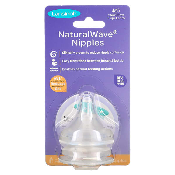 Lansinoh, NaturalWaveニップル、低流量、低流量ニップル2個